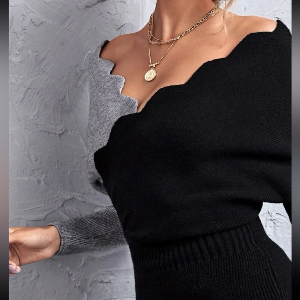 Scallop trim sweater dress - Picture 5 of 9